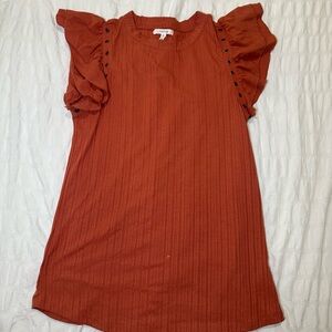 Maurices Rust Ruffle Sleeve Blouse